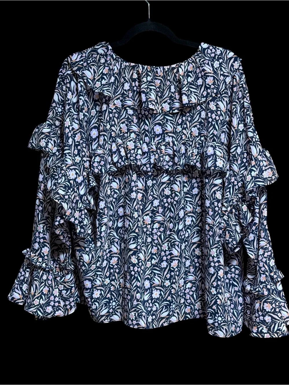 J.Crew Floral Ruffle Blouse 3X Lined Boho Cottagecore‎ Romantic Top